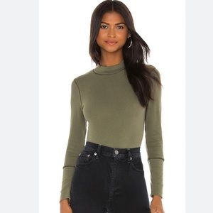 Intimately Free People The Rickie top army green long sleeve ribbed mock neck